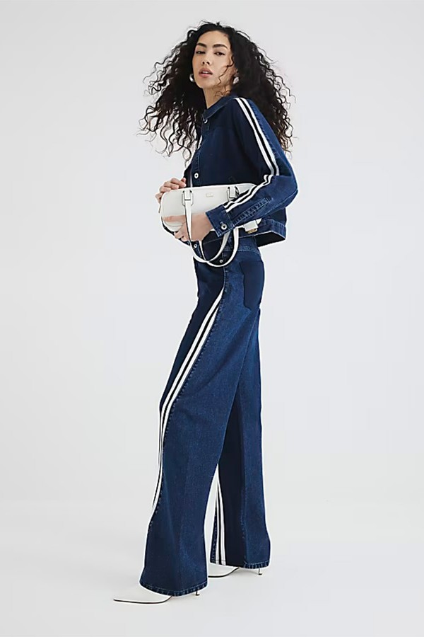 Relaxed Straight Stripe Hybrid Jeans from River Island