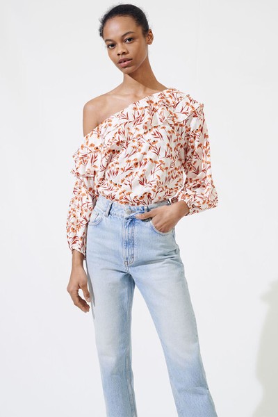 Floral Top With Drop Shoulders