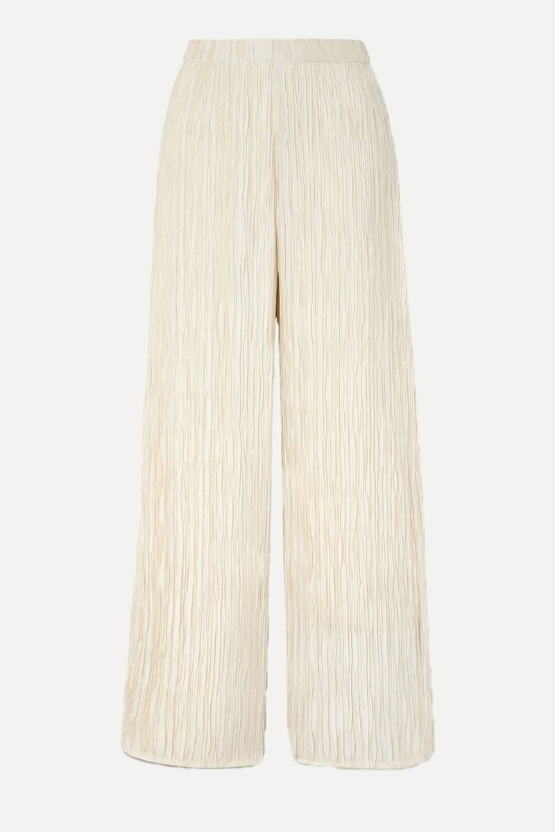 Plissé-Satin Wide-Leg Pants from Dima Ayad