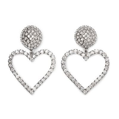 Oversized Silver-Tone Crystal Clip Earrings from Alessandra Rich