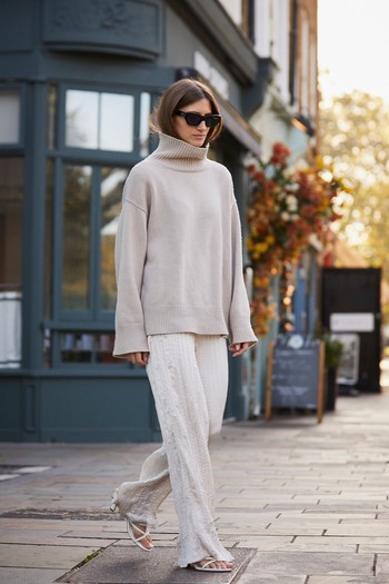 Jumper, Soft Goat; Trousers, H&M; Sunglasses, KIMEZE; Heels, Mango