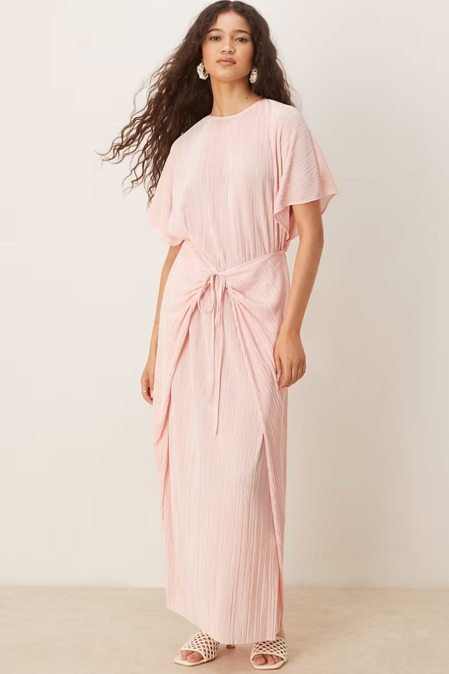 Plisse Short Sleeve Wrap Tie Maxi Dress from ASOS DESIGN