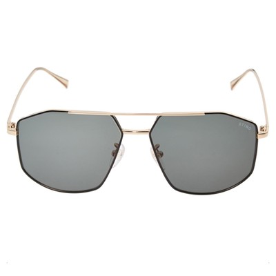 Gold Tone Hexagon Aviator Sunglasses