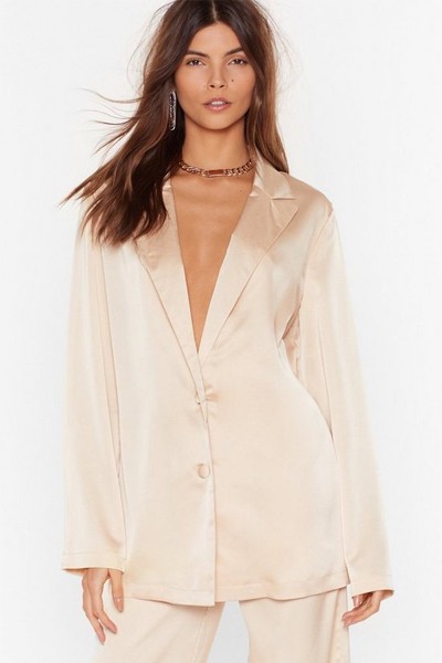 Sleek to Our Heart Satin Longline Shirt