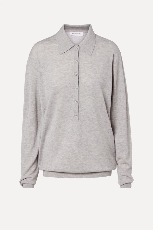 Tala Wool-Blend Polo sSweater from The Frankie Shop