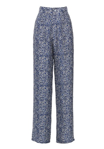 Salome Blue Bubble Print Silk Trousers