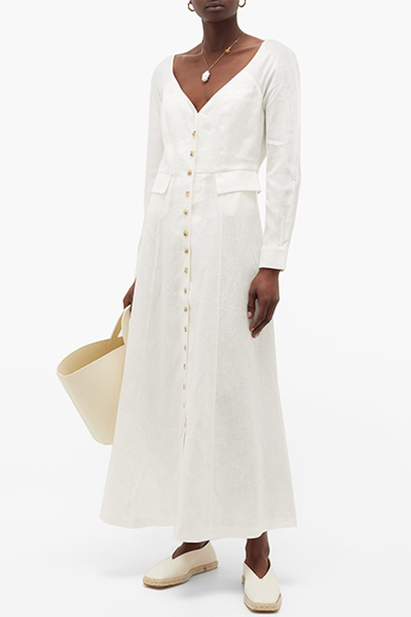 Silvana V-Neck Hemp Midi Dress from Mara Hoffman