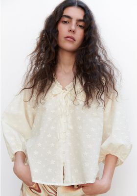 Embroidered Blouse With Peter Pan Collar from Zara