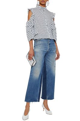 Cold-Shoulder Ruffle-Trimmed Polka-Dot Top from W118 By Walter Baker