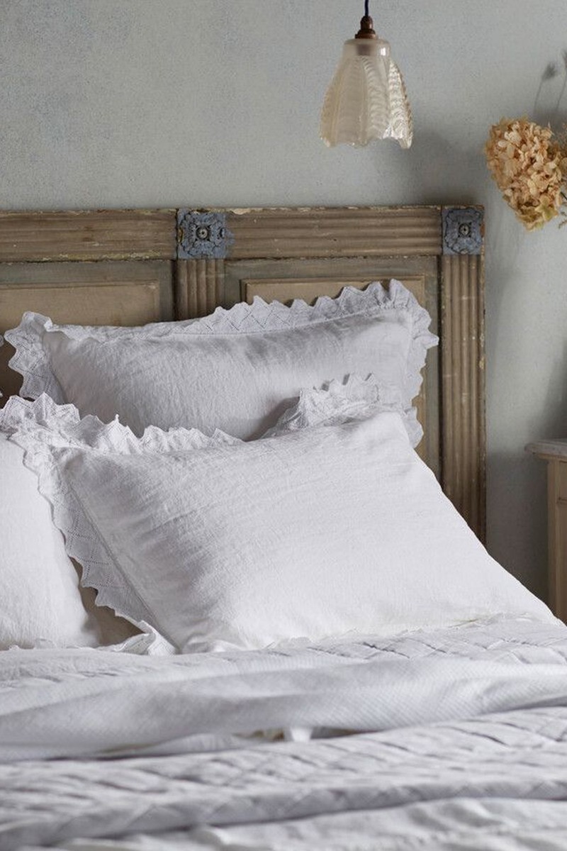 Violet White 100% Linen Pillowcase from Secret Linen Store