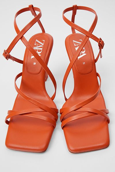  Strappy Leather Heeled Sandals from Zara