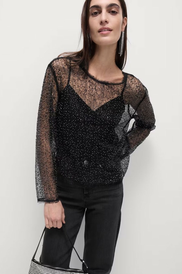 Sequin Regular Fit Top from M&S