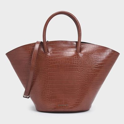 Croc-Effect Trapeze Tote from Charles & Keith