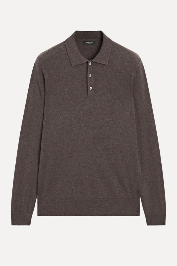 Wool Blend Knit Polo Jumper