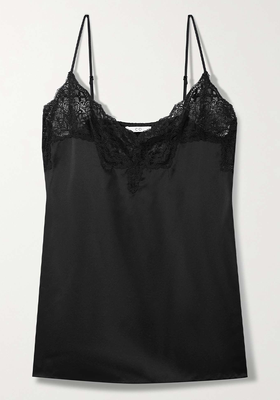 The Racer Lace-Trimmed Silk-Charmeuse Camisole from Cami NYC