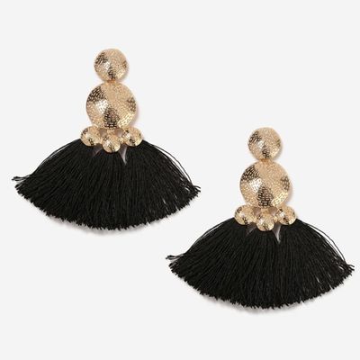 Etched Dome Tassel Earrings