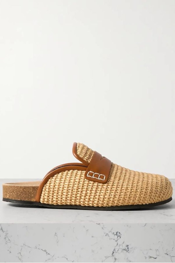 Leather-Trimmed Raffia Mules from JW Anderson
