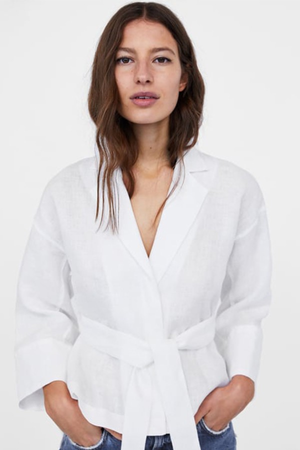 Linen Wrap Blouse from Zara