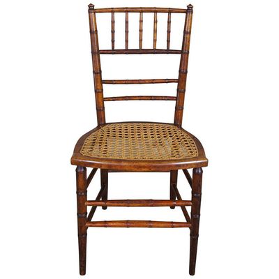 Antique Spindle Back Accent Caned Bamboo Chair from 1st Dibs