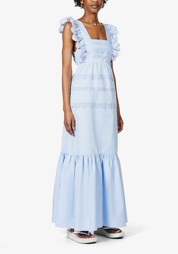 Scalloped-Trim Cotton-Poplin Maxi Dress from Self-Portrait