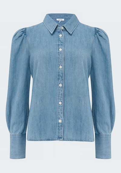 Voluminous Puff Sleeve Shirt In Light Wash from Frame