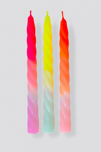 Neon Twisted Candles Shades of Fruit Salad from Pink Stories