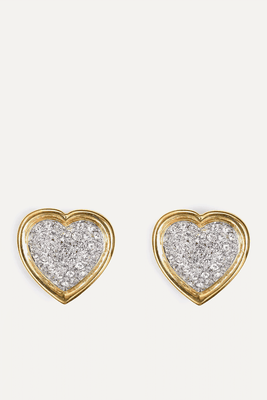 Vintage Swarovski Crystal Heart Clip-On Earrings from Eclectica