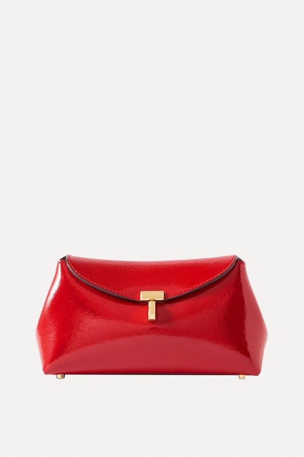 T-Lock Mini Patent Leather Clutch from Toteme
