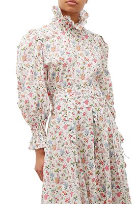 Collia Floral-Print Smocked Cotton Top from Horror Vacui