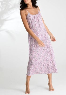 Long Slip Nightie In Pink And Purple Ditzy Print from Caro London