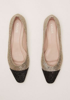 Sparkle Toe Cap Pointed Flat from Oasis