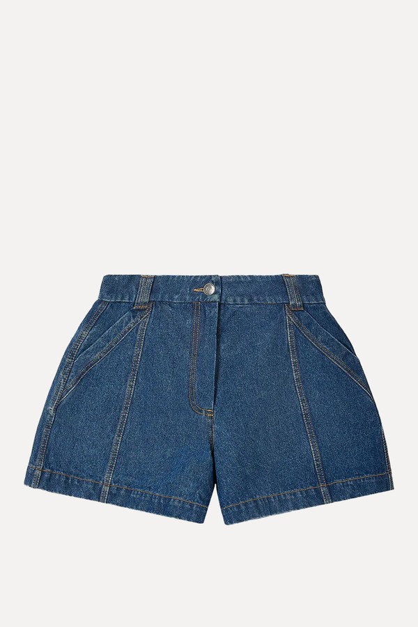 Wide-Hem Denim Shorts