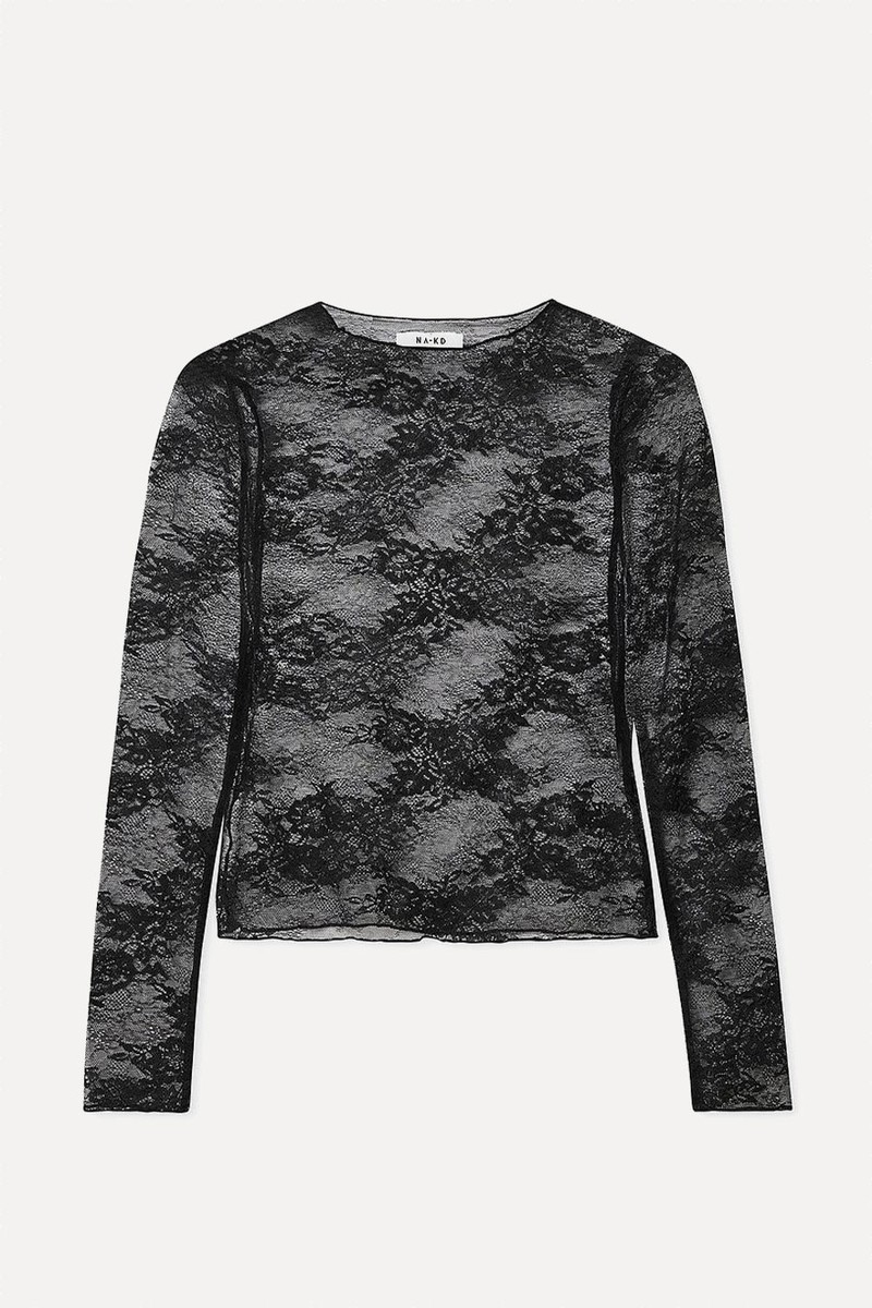 Long Sleeve Lace Top from NA-KD