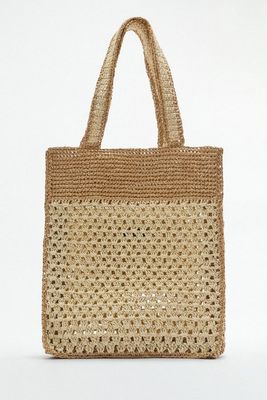 Contrast Woven Tote Bag from Zara