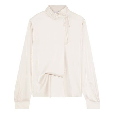 Tulia Draped Satin-Crepe Turtleneck Blouse from Iris & Ink