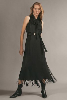 Fringed Dress with Bow from Massimo Dutti 