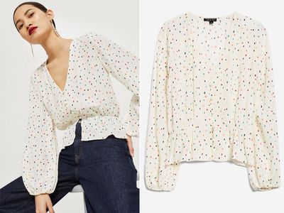 Sprinkle Spot Print Blouson Blouse