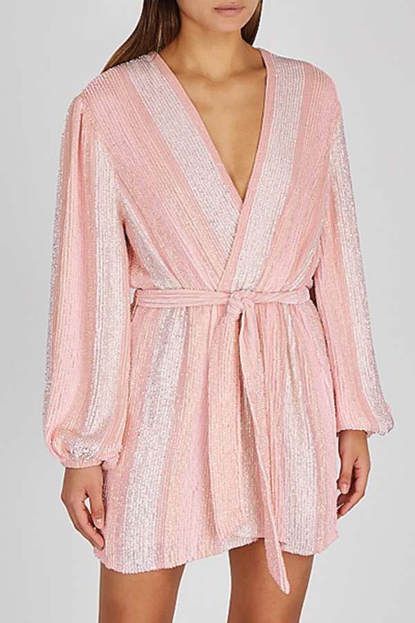 Gabrielle Pink Striped Sequin Mini Dress from Retrofête