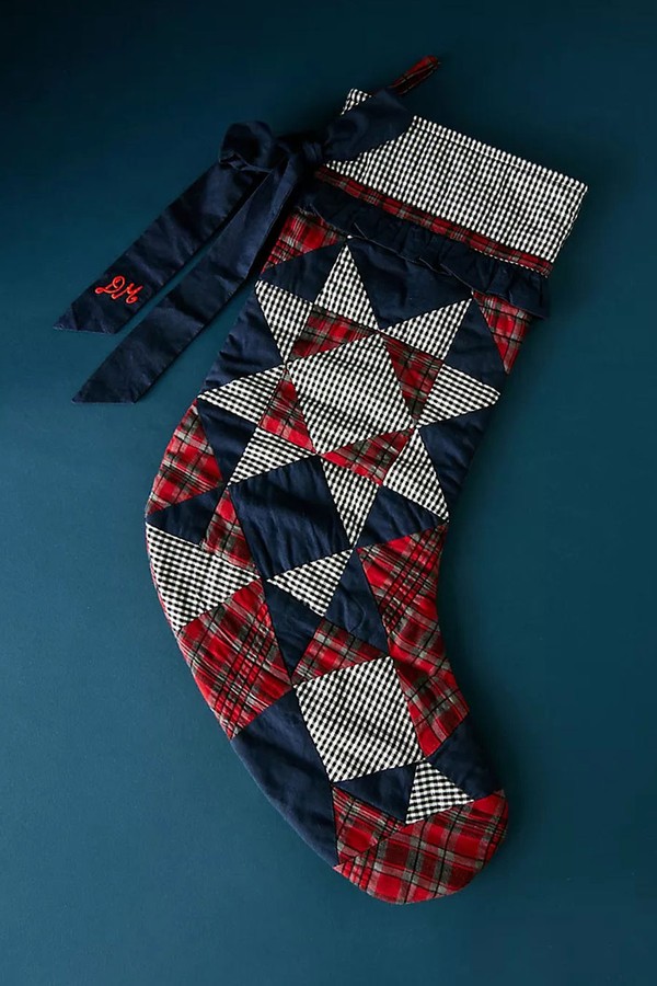 Patchwork Bow Christmas Stocking  from Damson Madder