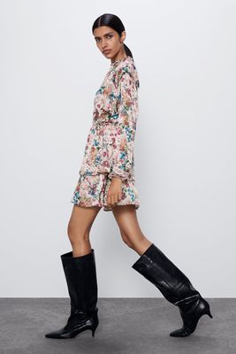 Printed Dress With Full Sleeves from Zara