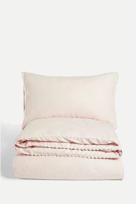 Comfy and Relaxed 100% Washed Linen Lace Edge Single Duvet Cover from John Lewis