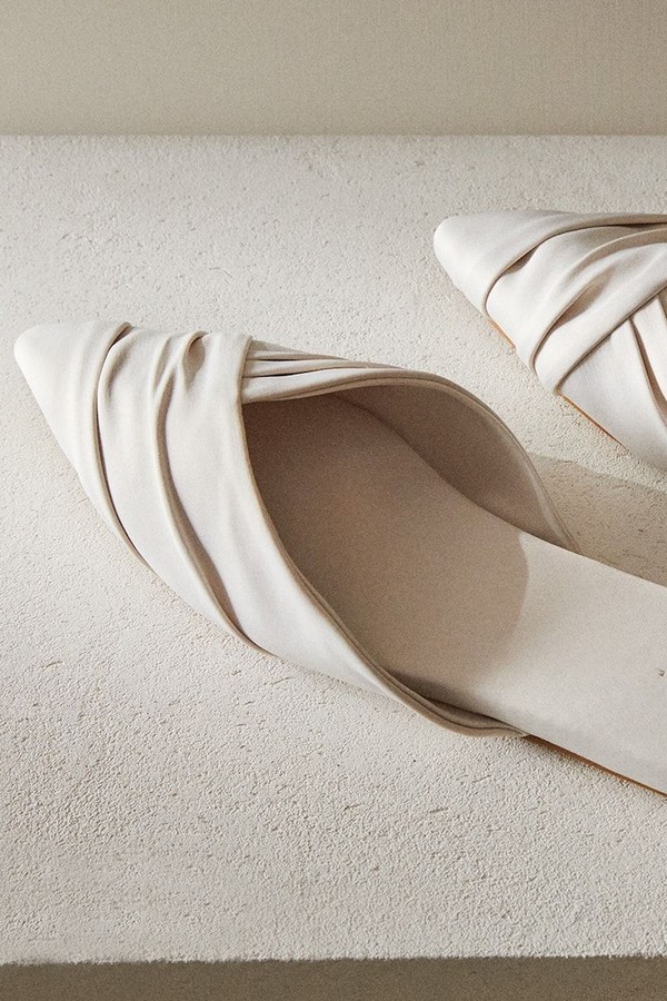 Sateen Slippers With Pleated Detail from Zara