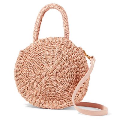 Alice Petit Leather-Trimmed Woven Abaca Straw Shoulder Bag from Clare V.
