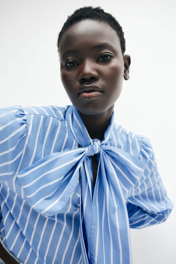 Bow-Collar Poplin Blouse from H&M