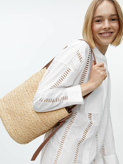 Straw Bucket Tote