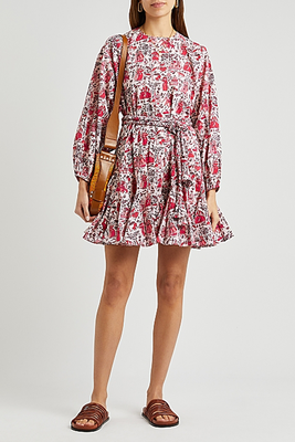 Ella Printed Belted Cotton Mini Dress from Rhode