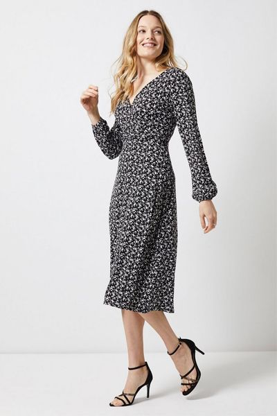 Ditsy Print Wrap Dress