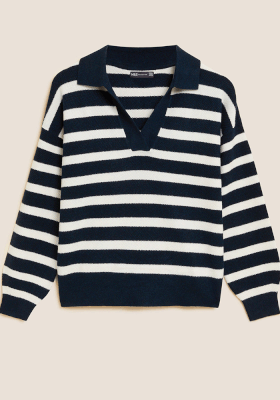 Recycled Blend Striped Collared Jumper