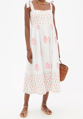 Scalloped Floral-Print Cotton Midi Dress from Juluet Dunn