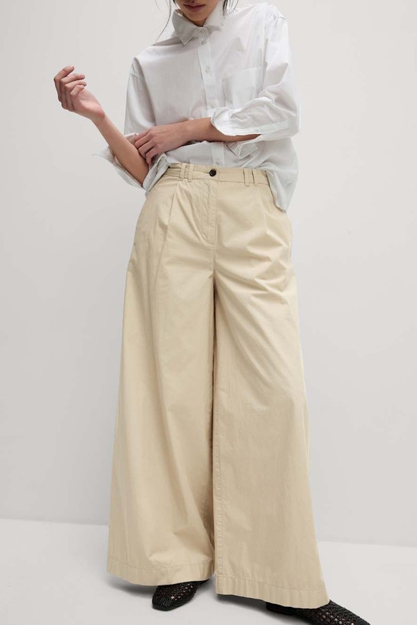 Pure Cotton Pleated Wide Leg Chinos